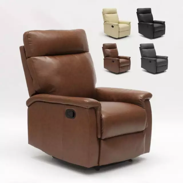 Fauteuil relax inclinable avec repose-pieds en similicuir design Aurora