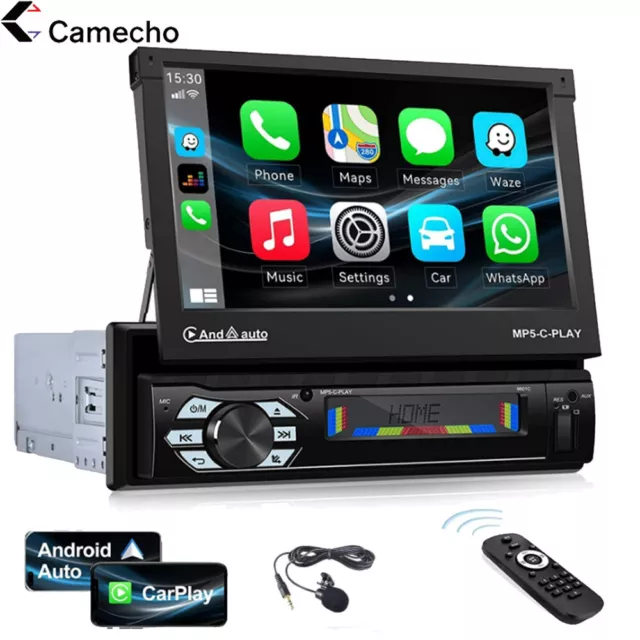 Autoradio 1 DIN 7'' Bildschirm Apple Carplay Android Auto Bluetooth AUX USB Navi