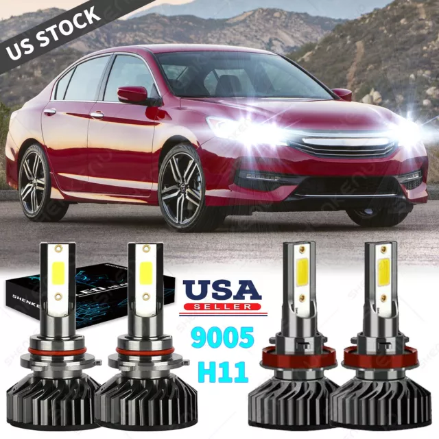 4x Upgrade LED Headlight Bulbs High Low Beam For Honda Accord Coupe 2017 2016