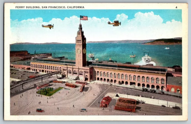 San Francisco, California CA - Aerial View of Ferry Building - Vintage Postcard