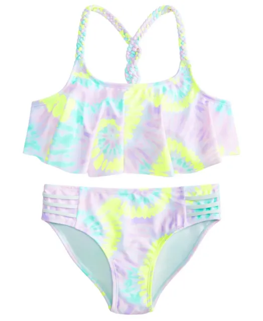 Breaking Waves Big Girls Size 16 2-Pc Sweet Spirals Tie Dye-Print Swimsuit
