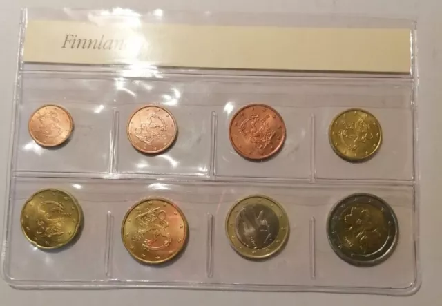 KMS Euro Finnland 1 Cent bis 2 Euro verschiedene Jahre 1999-2002 im Blister.