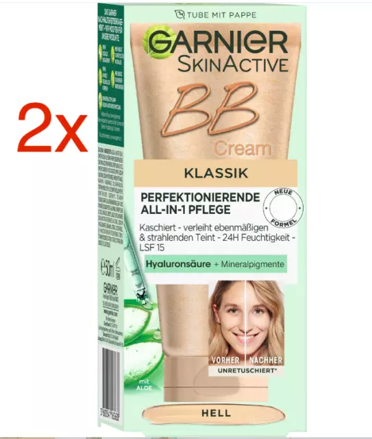 2x Garnier BB Cream hell der Klassiker Perfektionierende Pflege mit LSF 15 50ml