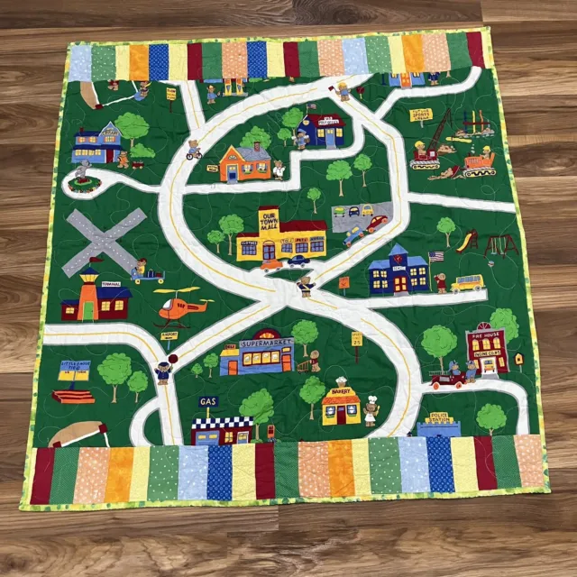 Project Linus Preschool Toddler Quilt City Town Theme Primary Colors 39.5”x42”