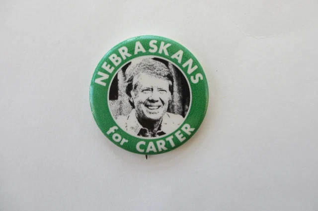 Jimmy Carter 1976 Picture Political Button-Nebraskans For Carter