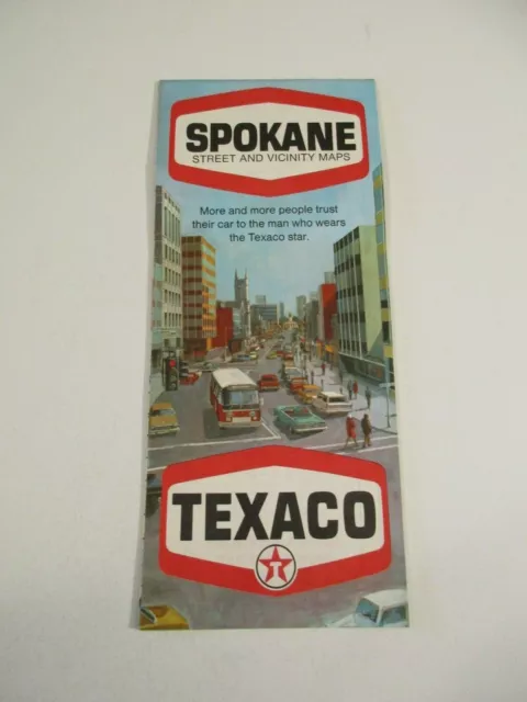 Vintage 1970 Texaco Spokane Oil Gas Station Street and Vicinity Maps~Box Z5