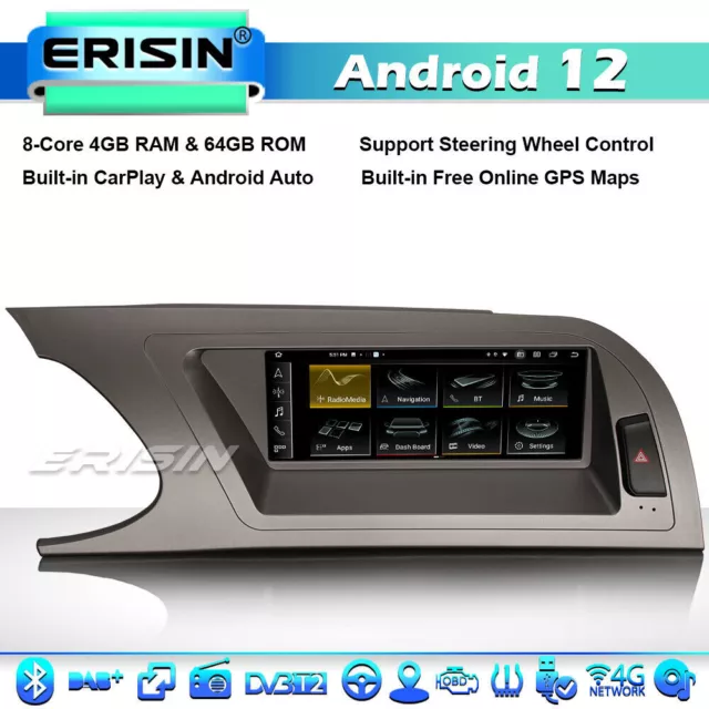 8.8" 8-Core 64Go Android 12 GPS Autoradio Audi A4 WiFi CarPlay IPS DAB+BT CANBUS