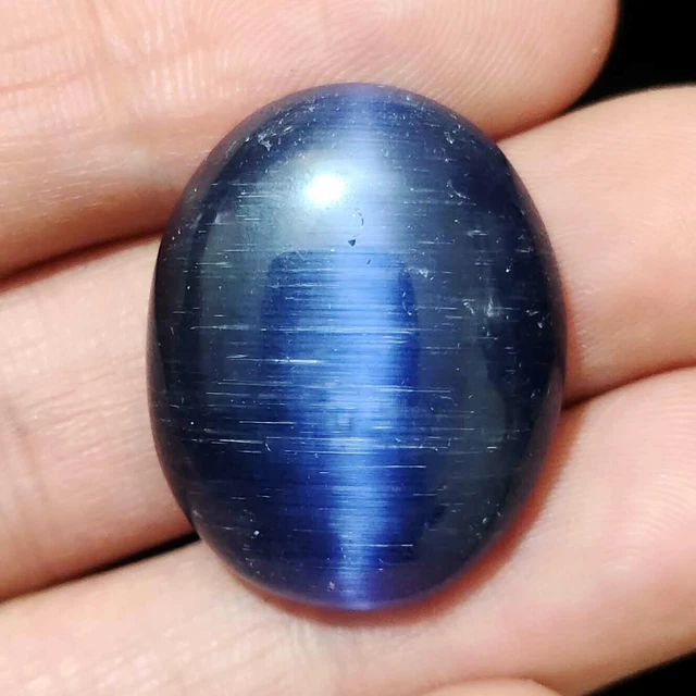 44.40 Cts Natural Blue Cats Eye Cab Shape  Excellent  Gemstone