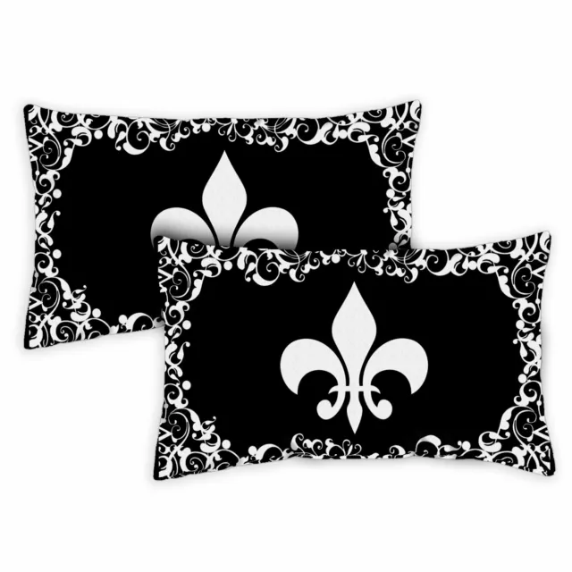 Funda de almohada exterior Toland Fleur De-lis 12 x 19 pulgadas (paquete de 2)