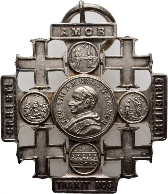 Medaille Vatikan Leo XIII., Jerusalemkreuz 42 mm/ 21,1 g  Original #FGX