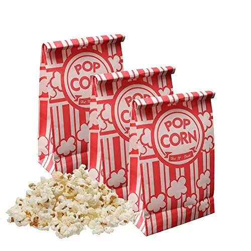Keriqi Popcorn Bags, 2 oz Flat Bottom Paper Popcorn Bags for Family Movie Nig...