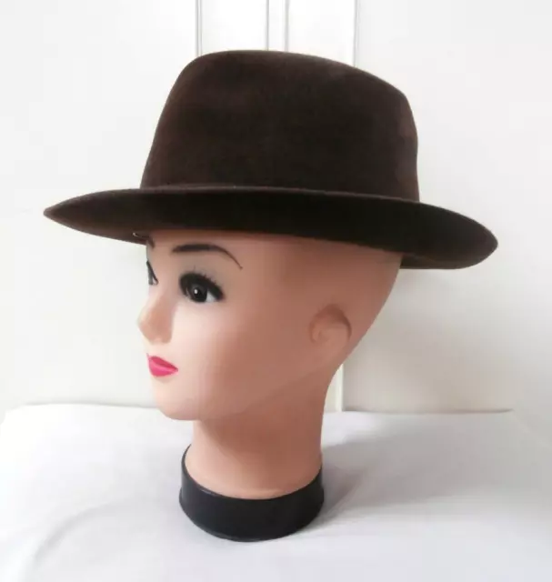 Vintage 1930's G.A. Dunn & Co Ltd Dk Brown Fur Felt 'The Polo' Fedora Trilby Hat