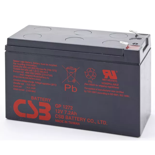 CSB GP 1272 F1 Rechargeable Sealed Lead Acid Battery 12V 7.2Ah GP1272F1 SLA