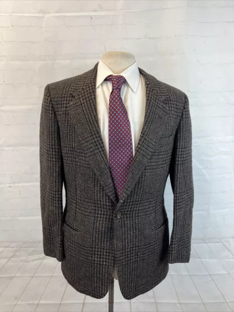 FALL/WINTER Perry Ellis Men's Black Brown Plaid Wool Blazer 40R $495