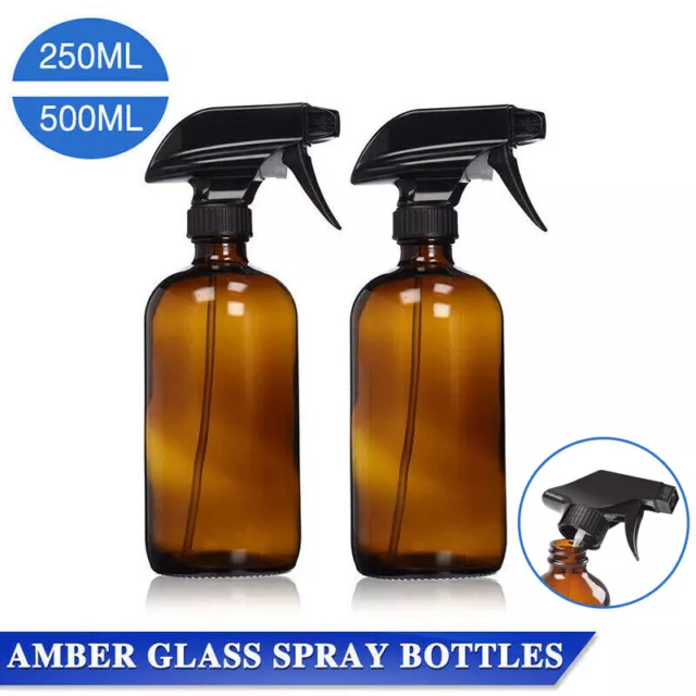 Amber Round Glass Spray Bottles Refillable Container Essential Oils Aromatherapy