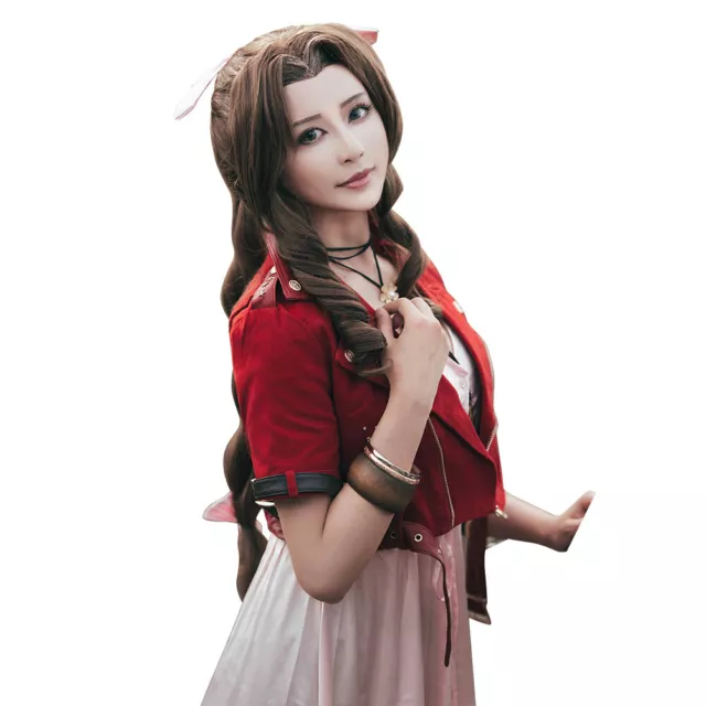 Final Fantasy VII Remakes Aerith Gainsborough Cosplay Costume Halloween Dress