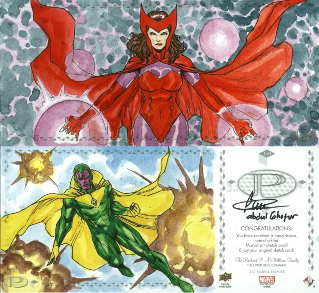 2017 Marvel Premier Triple Panel Sketch Card - Abdul Ghofur Scarlet Witch/Vision