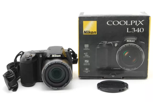 [Mint in Box/ Cap] Nikon COOLPIX L340 20.2 MP Black Digital Camera  From Japan
