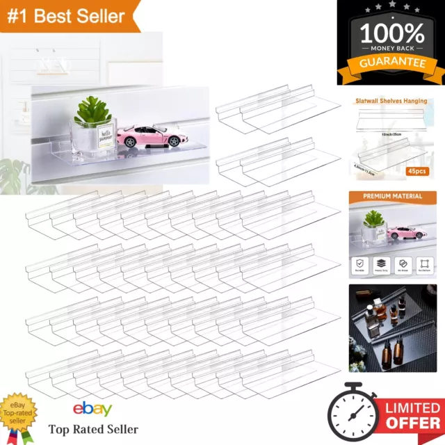 Clear Wall Shelves for Retail Display - 45 Pack Slatwall Shoe Shelves, 4.5 x ...