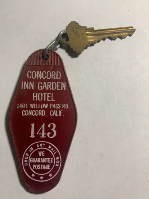 "Concord Garden Inn Hotel " Motel Room Key Fob & Key Concord California #143