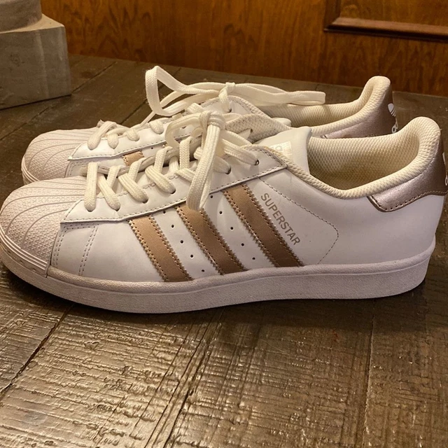 Adidas superstar metallic rose gold stripes cheap