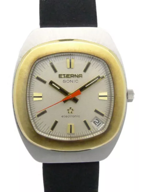 Eterna Sonic Electronic Stahl Herren-Quartz-Armbanduhr -Sehr Selten -Mit Datum