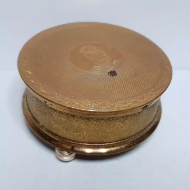 P&O gilt Trinket mirror pill compact Box 78x32mm age related damage mirror & box