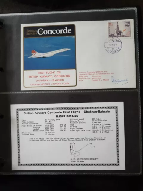 BA Concorde First Flight Dhahran-Bahrain Signed Capt A Massie 1979