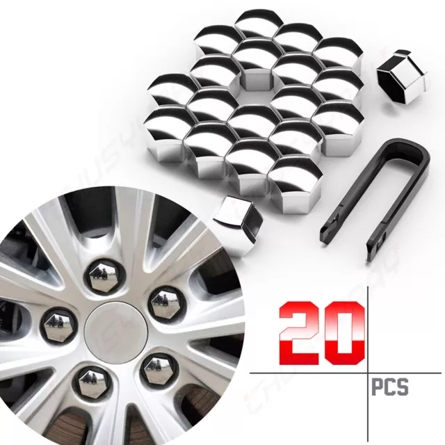 Universal 17mm Car Wheel Lug Nut Bolt Center Cover White Caps Bolt Rims &Clip
