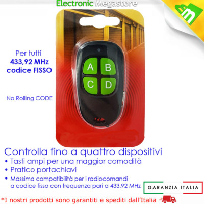 Altro TELECOMANDO CANCELLO AUTOMATICO UNIVERSALE 433,92 MHZ BFT NICE DITEC CAME ALTRI 