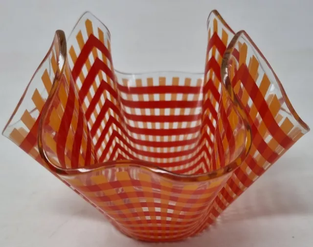 Chance Brothers Handkerchief Glass Vase Red/orange Gingham Design