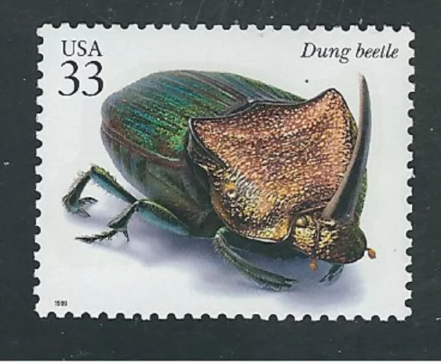 Scott #3351-n...33 Cent...Insects & Spiders... Dung Beetle...3 Stamps