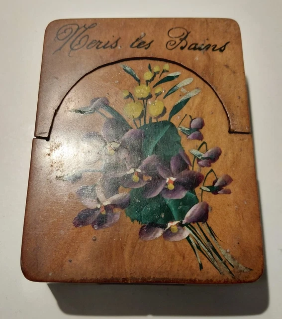 Porte-montre Ancien En Bois Décoré De Violettes - Souvenir De Beaulieu-sur-Mer, Fait Main, France