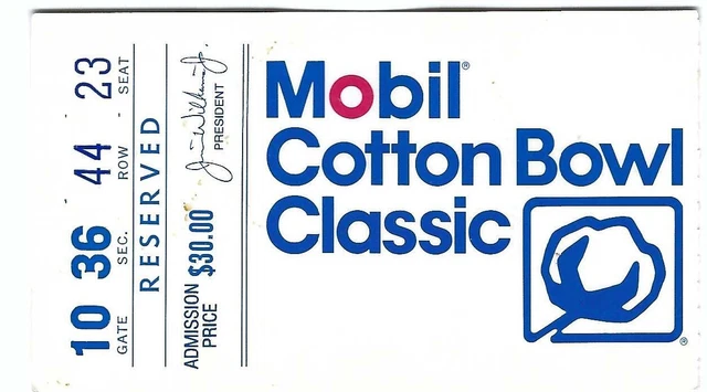 1989 COTTON BOWL CLASSIC Football Ticket ARKANSAS RAZORBACKS vs UCLA BRUINS