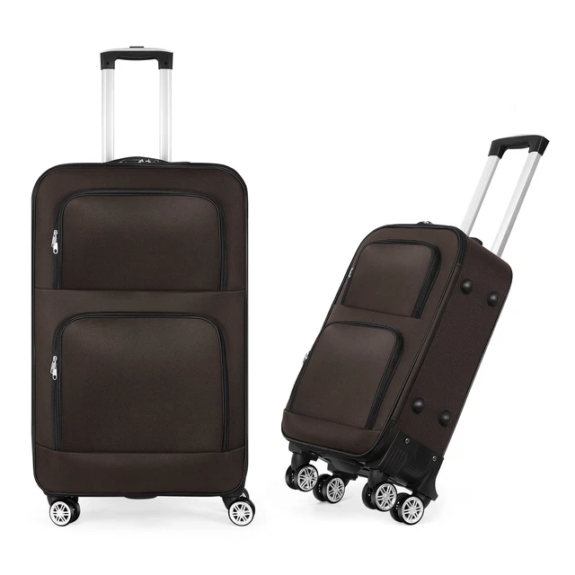 20 Inch Luggage Softside Airline Suitcase Llightweight with Spinner Wheels,Brown