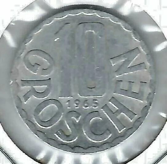 1965 Austria 10 Groschen Imperial Eagle Austrian Shield Coin!