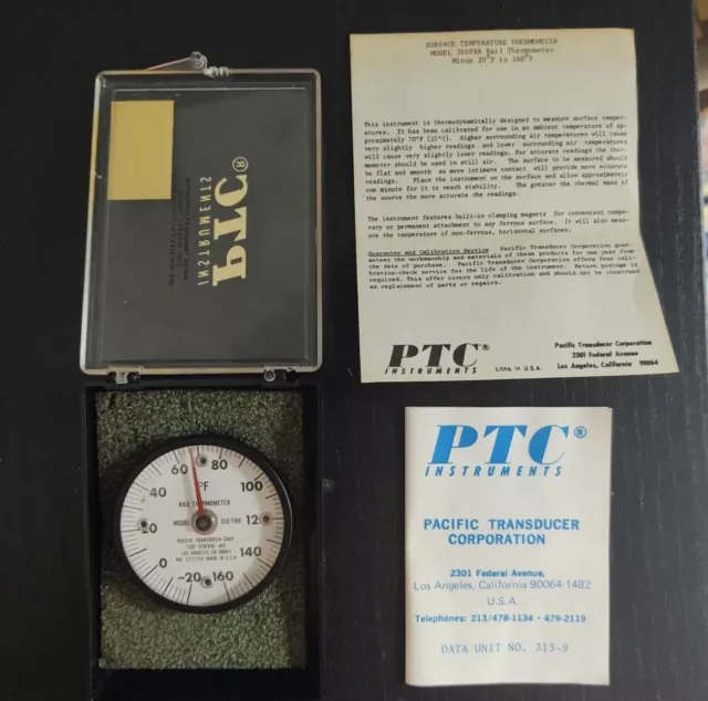 PTC Instruments Surface Temperature Thermometer Model 350fRR Rail -20 To 160* F