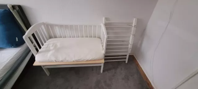 Beistellbett Baby Bett mit (Alvi Matratze wie Neu) Holz 90x40 cm