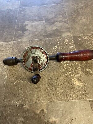 Vintage Usa Hand Drill Wooden Handle