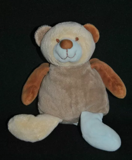 Peluche Doudou Ours KIABI Nicotoy Beige Bleu Brun Marron Nounours 23 cm TTBE