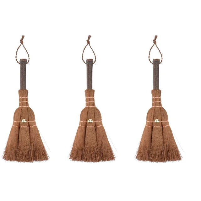 3 pcs  of Straw Broom Small Palm Cleaning Broom Tea Ceremony Accessories