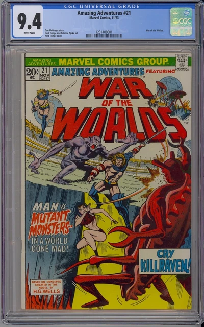 Amazing Adventures #21 CGC 9.4 NM Wp Killraven & War of the Worlds Marvel 1973