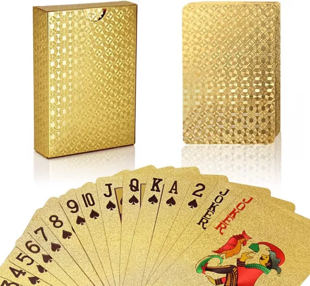 Baraja De Poker Naipes Impermeables Cartas Para Juego Póquer Laminadas Oro 24k