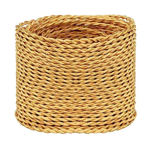 32.8ft Twisted Cloth Covered Wire, Gold 18/2 Cloth Covered Electrical Wire, 1...