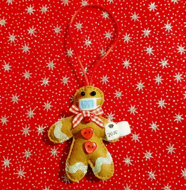 Pandemic Gingerbread Man Christmas Tree Decoration Handmade