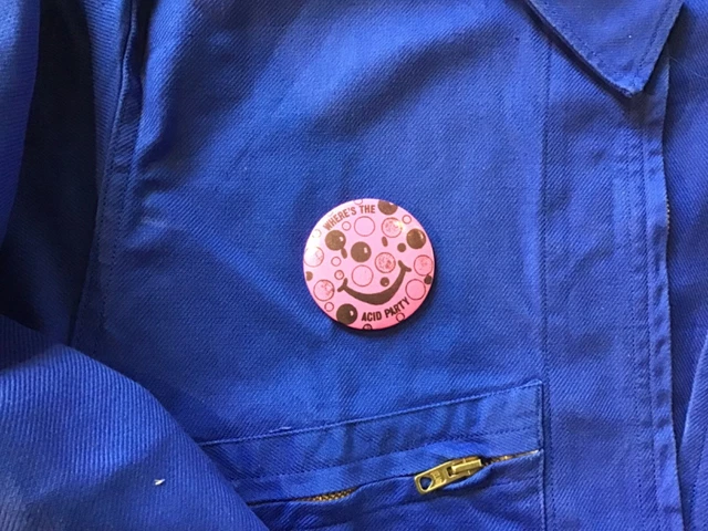 1 grand badge Original vintage acid house fluo 80´s collector rave party smiley