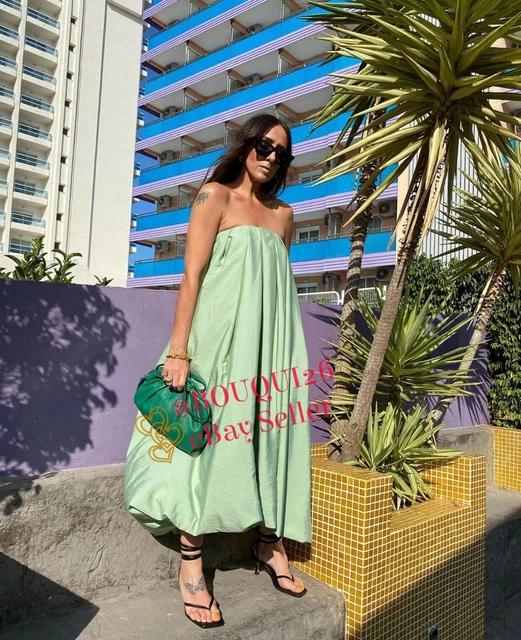 ZARA NWT PUFF Balloon Dress Voluminous Hem Light Green S,M,L Ref: 5039/166  $95.00 - PicClick