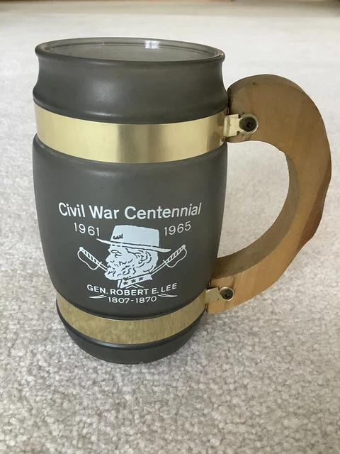 Vintage Civil War Centennial Gen. Robert E Lee Mug With Wooden Handle Gettysburg