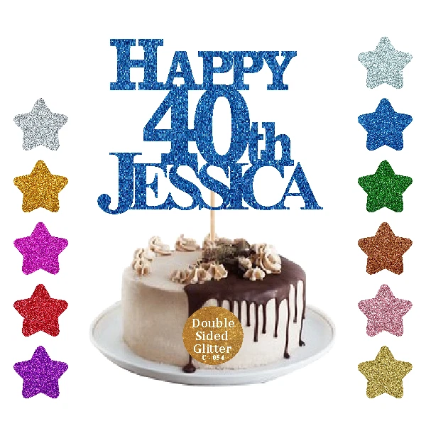 Happy Birthday Cake Topper Double Sided Glittering 11th 18th 22nd 25th 30th 45th