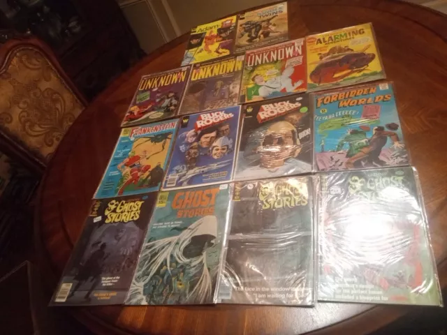 14 Vintage Comics Lot Adventures Of The Unknown Grimm's Ghost Buck Rogers